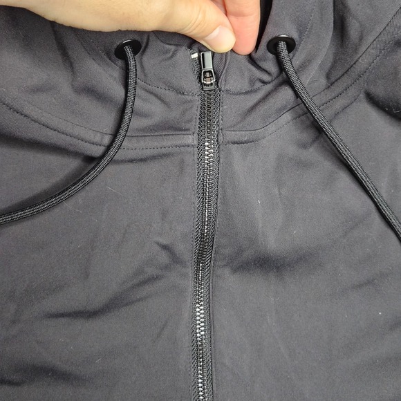 Athleta Venice Moto Hoodie Womens XL Black 1/4 Zip Sweatshirt Adjustable Casual - Picture 4 of 13